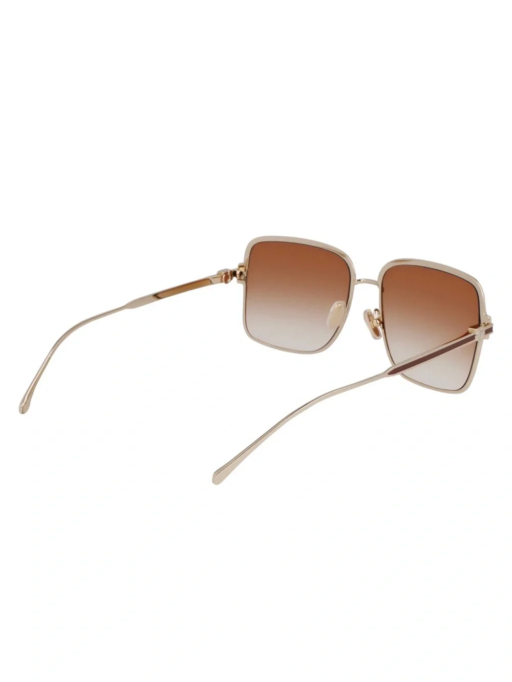 New Salvatore Ferragamo SF317S 704 Brown Lens Square Metal Women Sunglasses